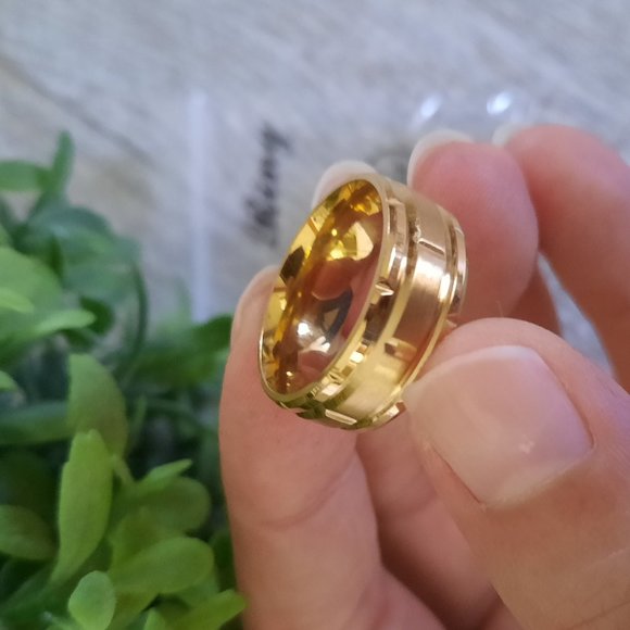 Men's -Plated, Stainless Steel Wide Band Wedding Ring - Double Grooved, Size 7 - Picture 3 of 15